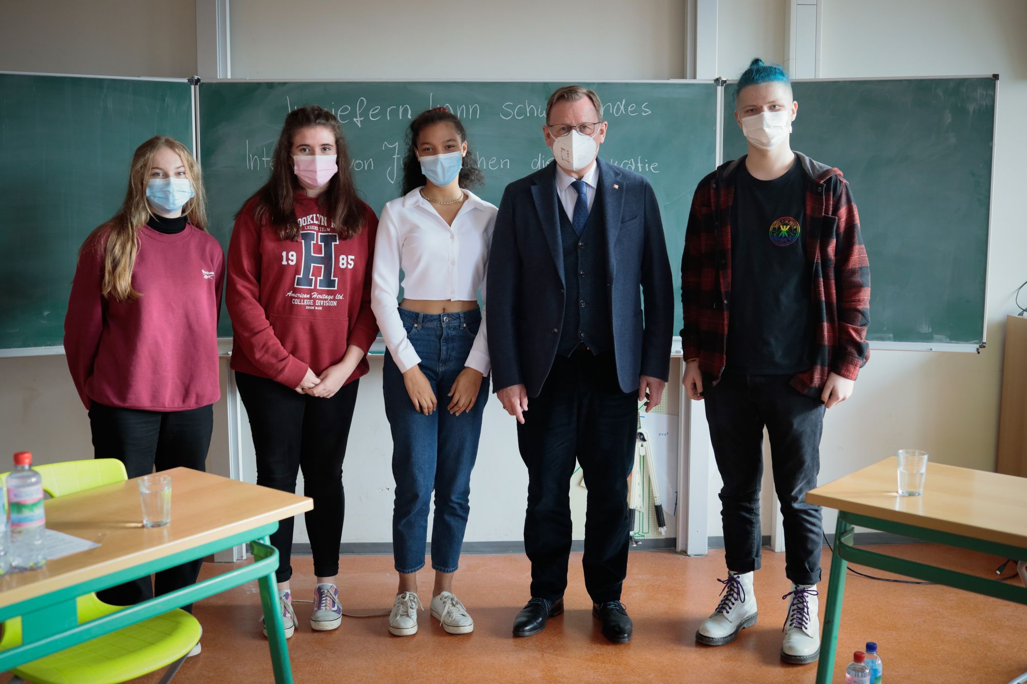 Ministerpräsident Bodo Ramelow am Lyonel-Feininger-Gymnasium